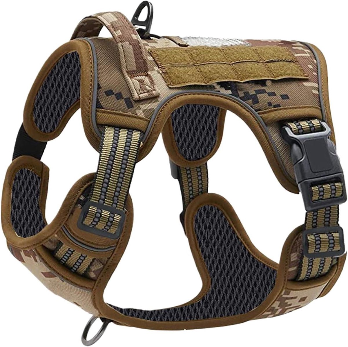 Hondenharnas - Honden anti-harnas - Outdoor avonturen - Reflecterend camouflage design - XL - Woestijn camouflage