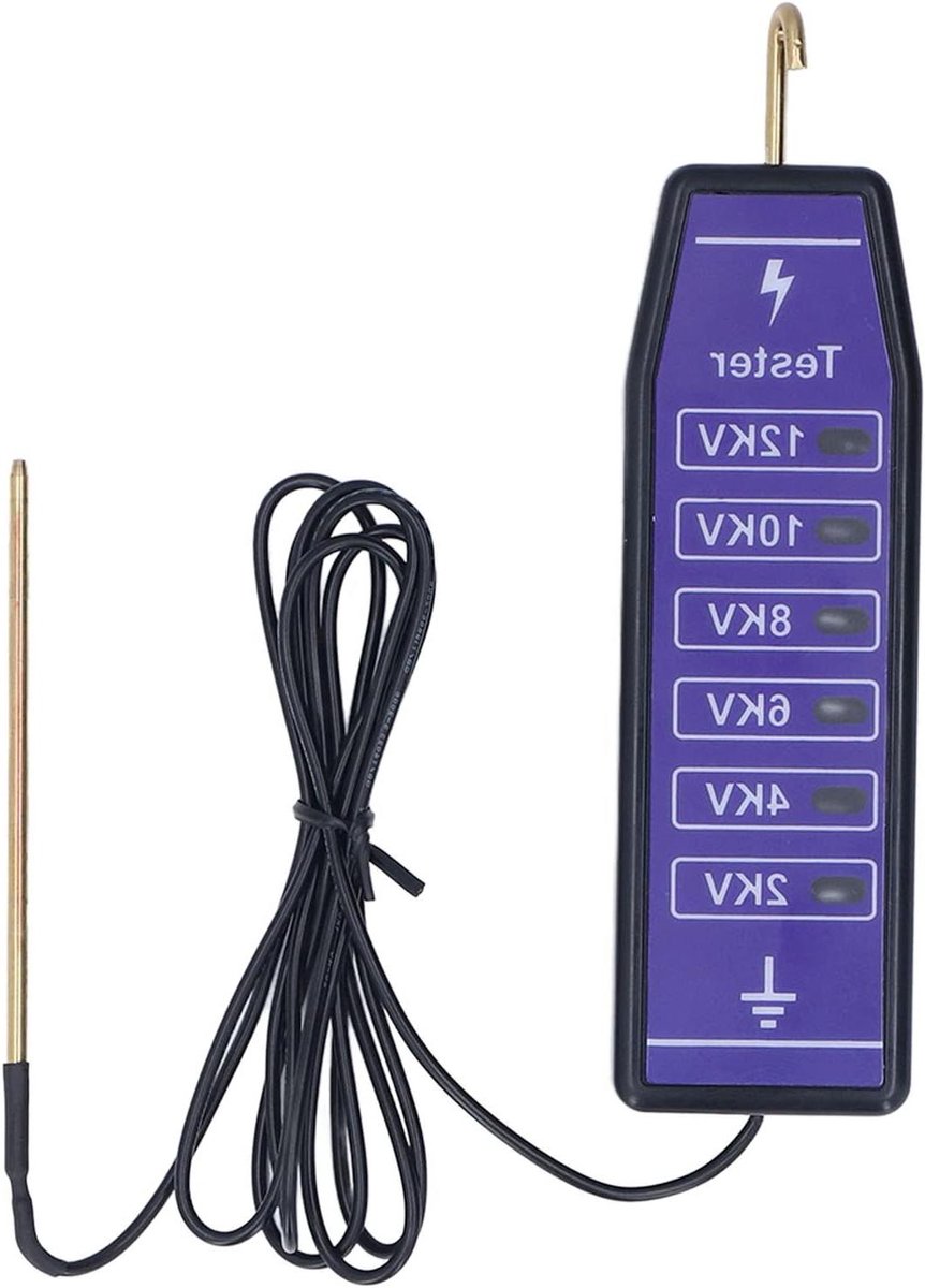 Elektrische Omheining Tester - Schrikdraad Meter - Veiligheid Bewaken - 6 Indicatie Lampjes - 2000-12000V - Paars