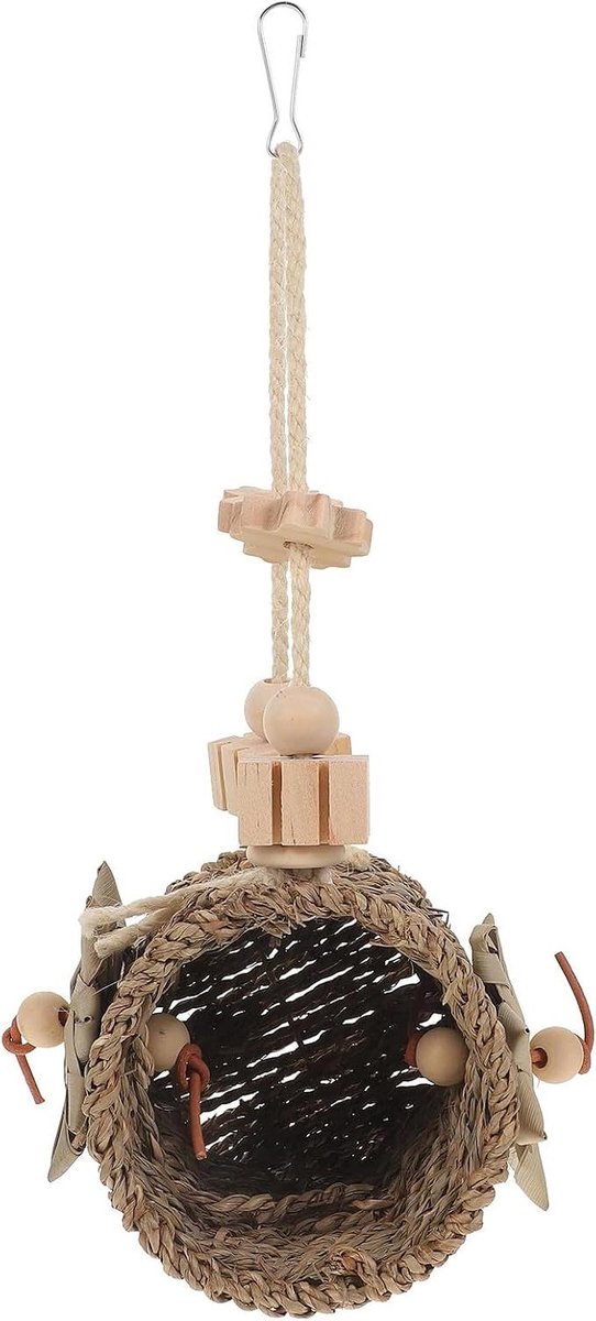 Vogelspeeltje Papegaai - Houten Kauwspeelgoed - Vogels Bezig Houden - Bevordert Fysieke Conditie - 25.5 cm - Koffie
