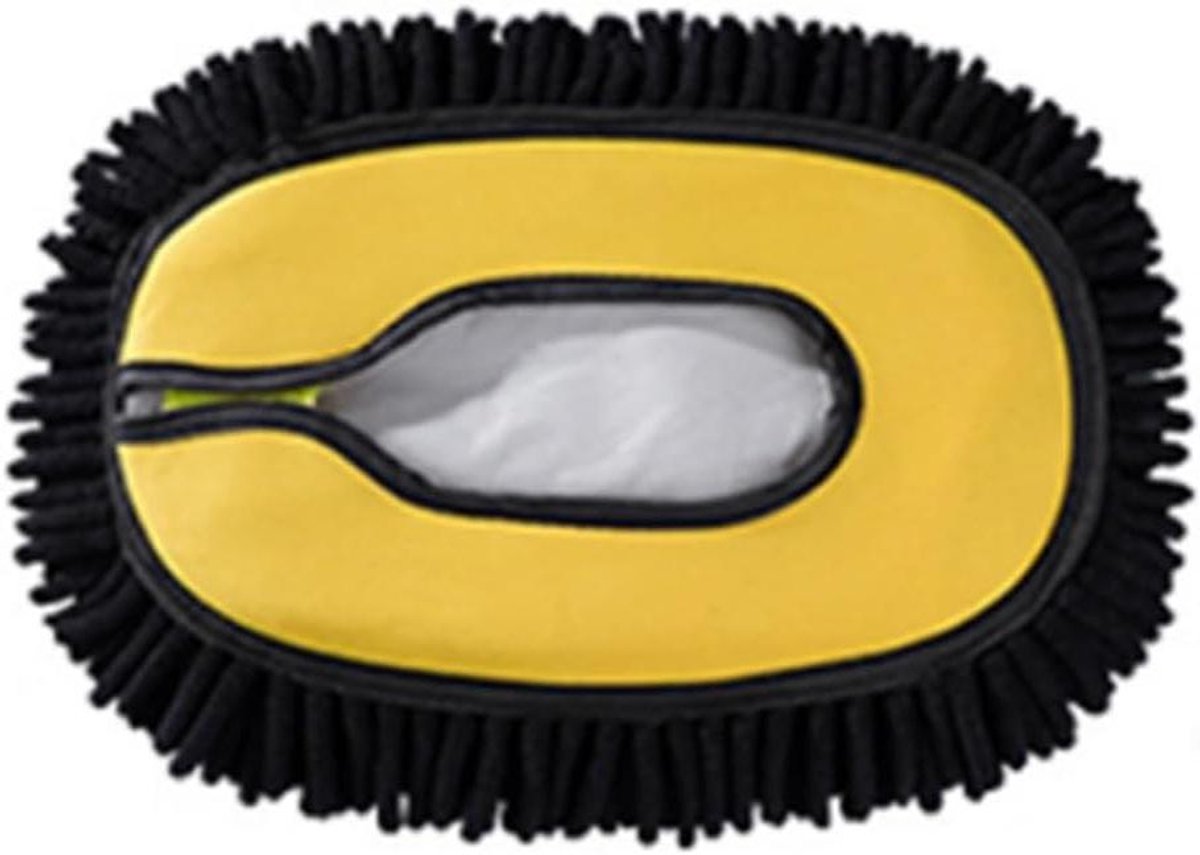 Autowasborstel - Wasborstel Mop - Voertuig Reinigen - Uitschuifbare Telescoopsteel - Tot 102 cm - Zwart Geel