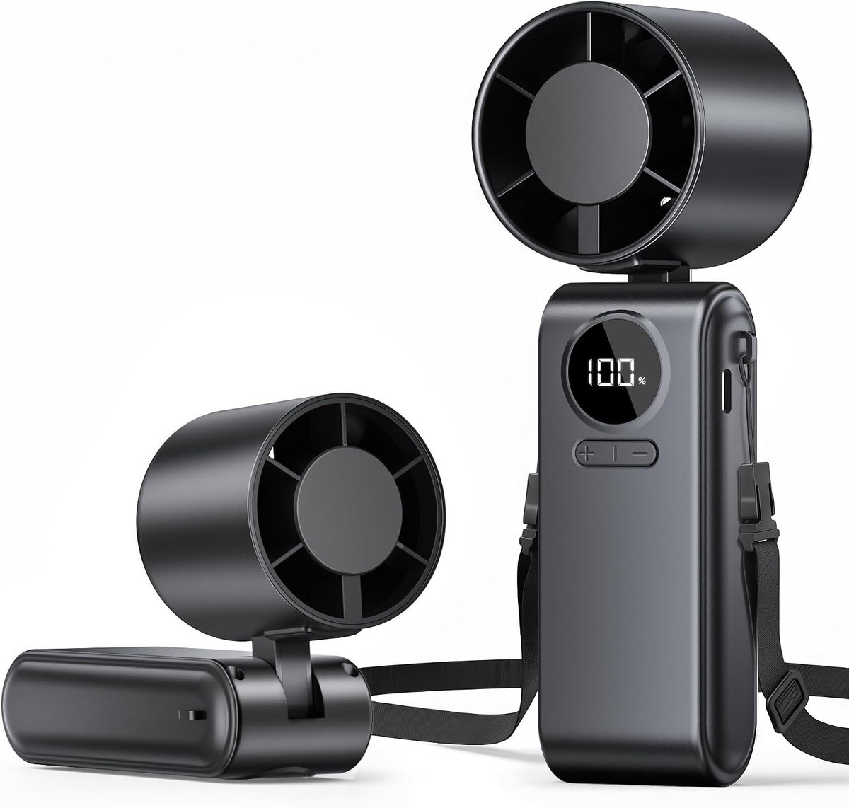 Oplaadbare USB-Handventilator - Zwart - 4000 mAh - 5 Snelheden - Draagbaar