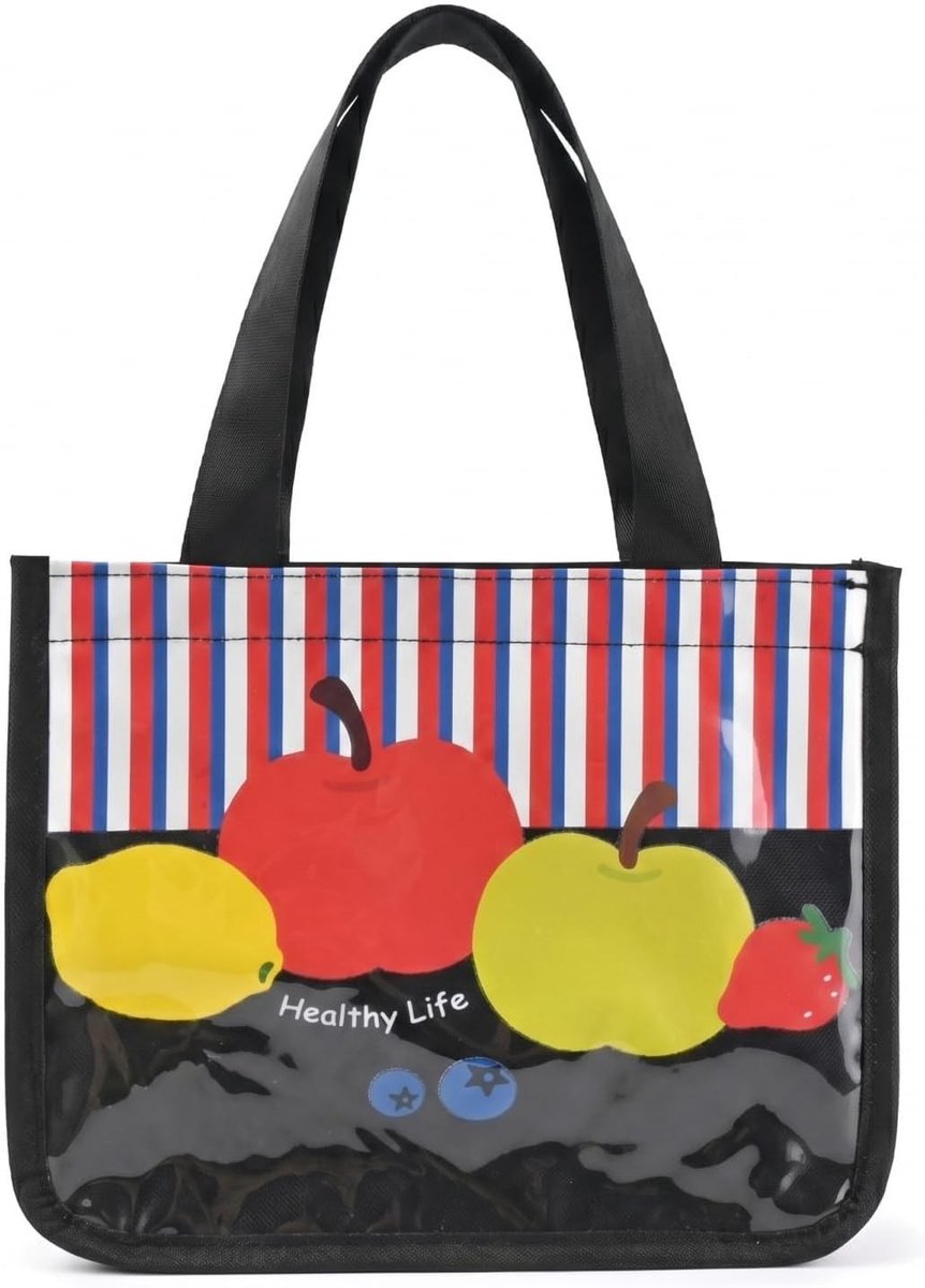 Opvouwbare koeltas van polyester voor kantoor en werk, geïsoleerde lunchbox met handvat, 25 x 19 x 19 cm, zwart, ideaal voor maaltijden en snacks onderweg