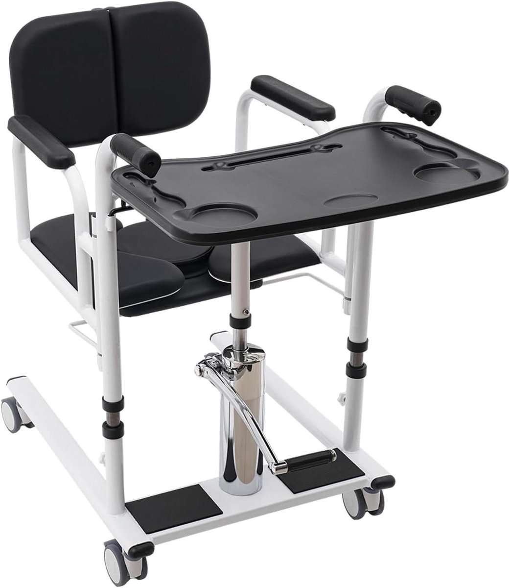Hydraulische Patientenlifter - Transferstoel Rolstoel - Thuiszorg Assistentie - 180 Graden Inklapbaar - 150 kg Draagvermogen - Zwart