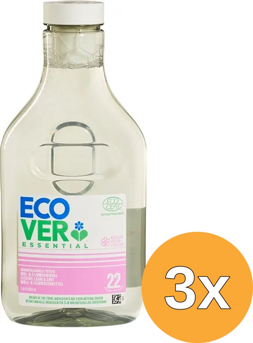3x Ecover Wasmiddel Essential Wol (1000 ml)
