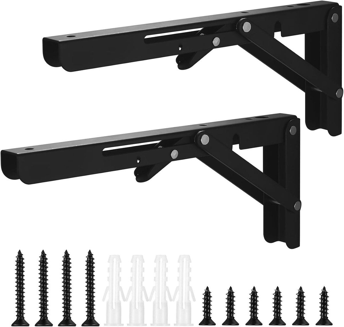 Klapconsole voor zware belasting - Zwart - 25.5 cm - Stalen Opvouwbare Plankbeugel - Voor Muurmontage