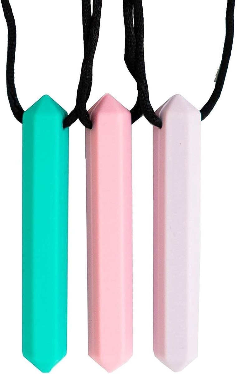 Kauwketting - Turquoise, Roze, Paars - Siliconen Sensorisch Kauwsieraad - Voor Kinderen en Volwassenen