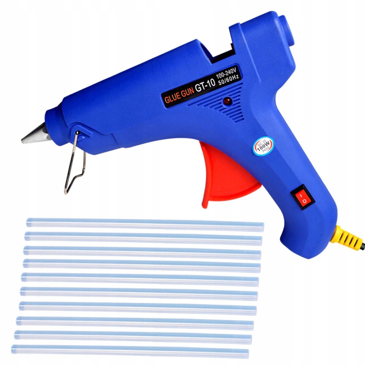 Rosfix Lijmpistool Set - 100W met Schakelaar - 11 mm Lijm 10x300mm, 10 St