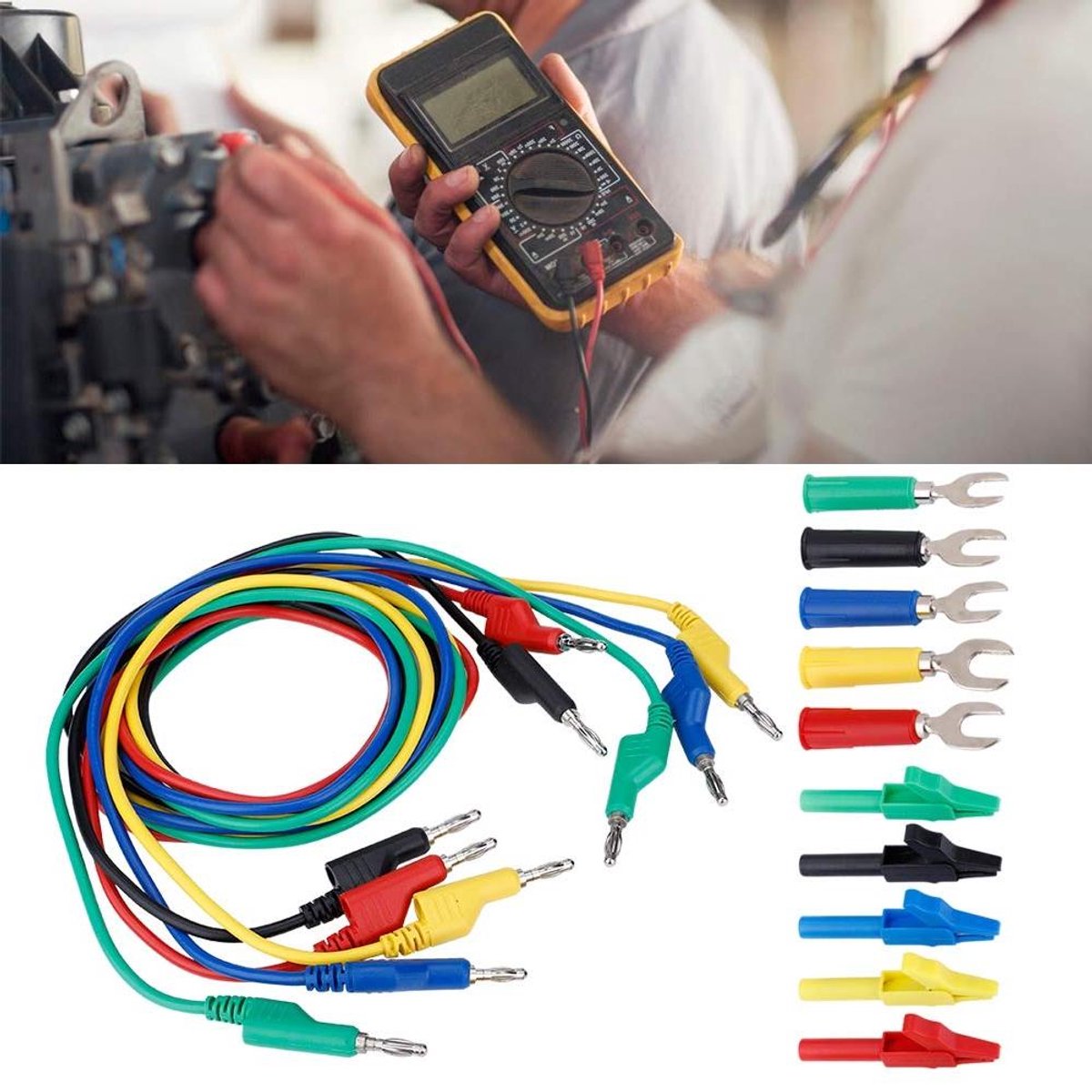 Meetsnoerenset Banaanstekkers - Testkabels Multimeter - Elektrische Metingen - Flexibel en Stevig - 4 mm - Niet gespecificeerd