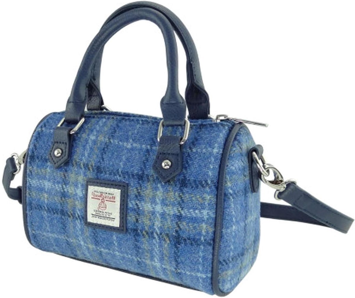 Mini Draagtas - Schoudertas Handtas - Dagelijks Gebruik - Echte Harris Tweed - 19 x 15 x 10 cm - Lichtblauw