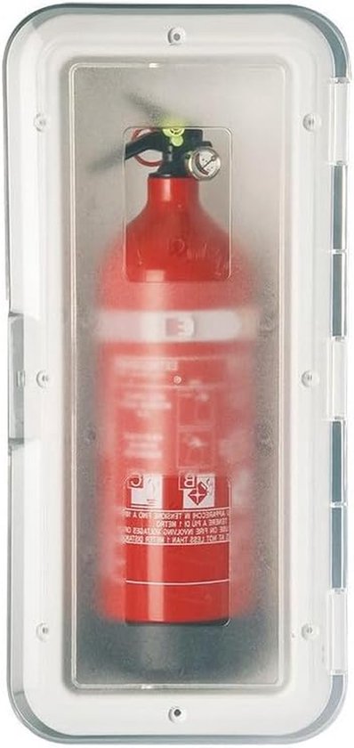 Brandblusser Kassier - Brandblusser Houder - Veiligheid Thuis - Transparante Deur - 1 kg - Wit