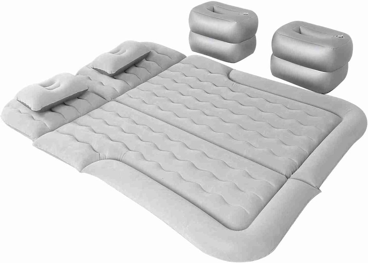 Luchtbed Auto - Opblaasbaar Matras Reisbed - Kamperen en Reizen - Snel Opblaasbaar - 174x126cm - Grijs