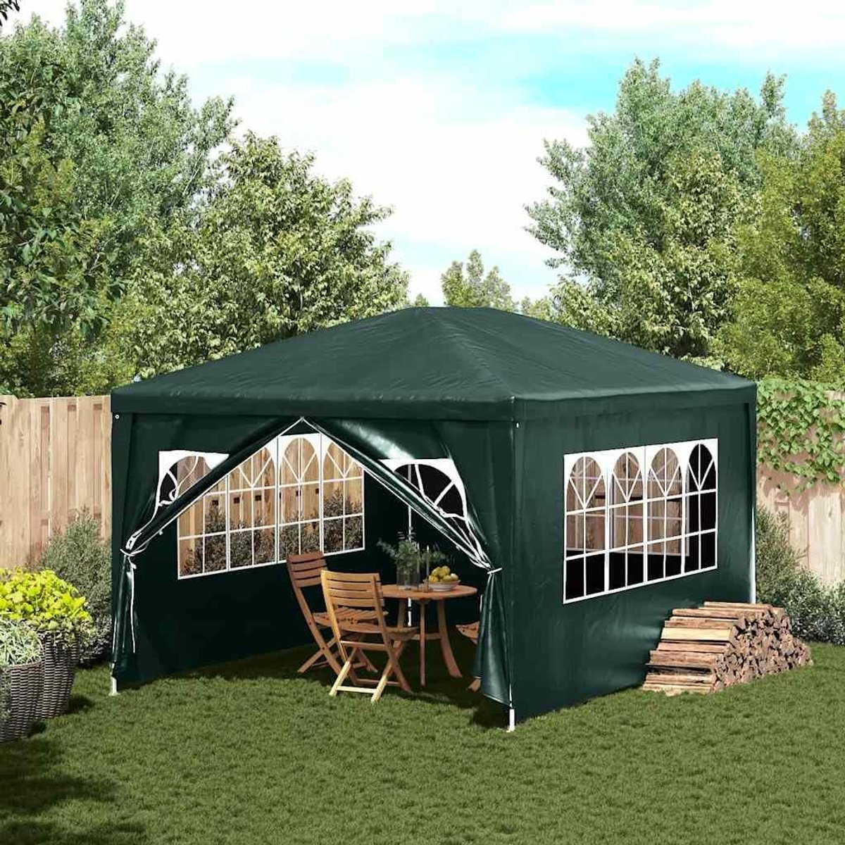 Partytent - Tuintent Feesttent - Outdoor Evenementen - Afneembare Zijwanden - 3x4 Meter - Groen
