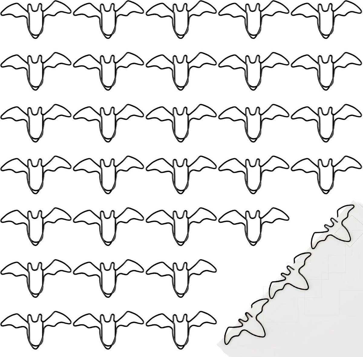 30 Stuks Creatieve Vleermuis Paperclips - Unieke Zwarte Metalen Clips Voor Documenten, Notities En Projecten Op Kantoor