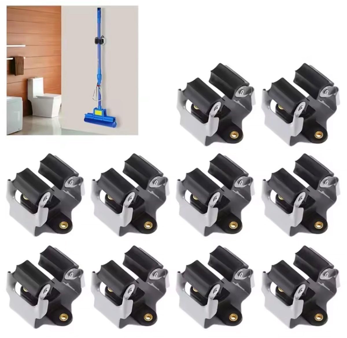 Okado Bezemhouders Wand – 12 Stuks met Bevestigingsmateriaal