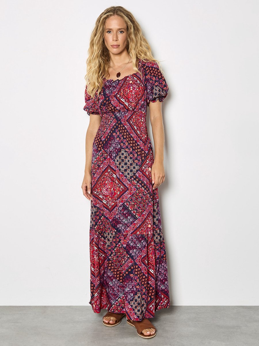 Maxi-jurk met boho-folkprint
