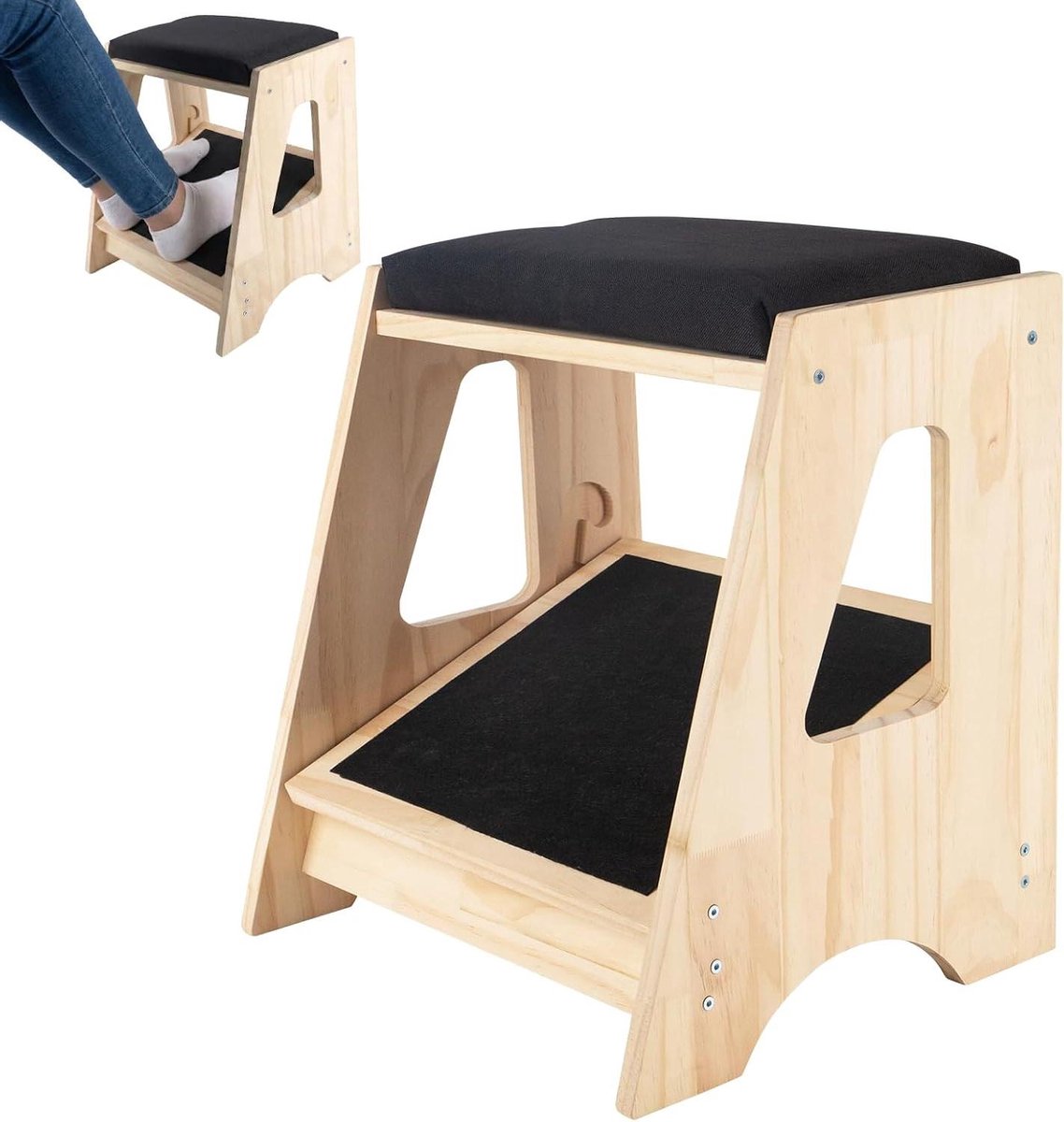 Voetensteun Bureau - Voetenbankje Hout - Ergonomisch Zitten - 4-Traps Verstelbaar - 38.5 x 33 x 40 cm - Niet gespecificeerd