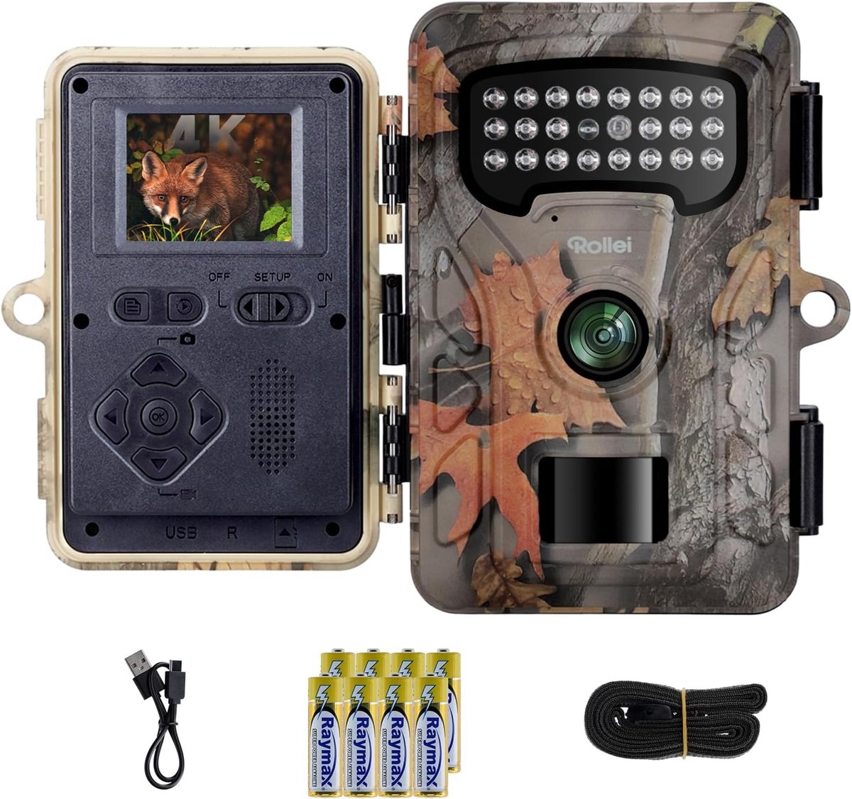 Wildcamera - Camouflage - Wildkamera 4K HD - Bewegingssensor en Nachtzicht - Voor Natuurobservatie en Jacht