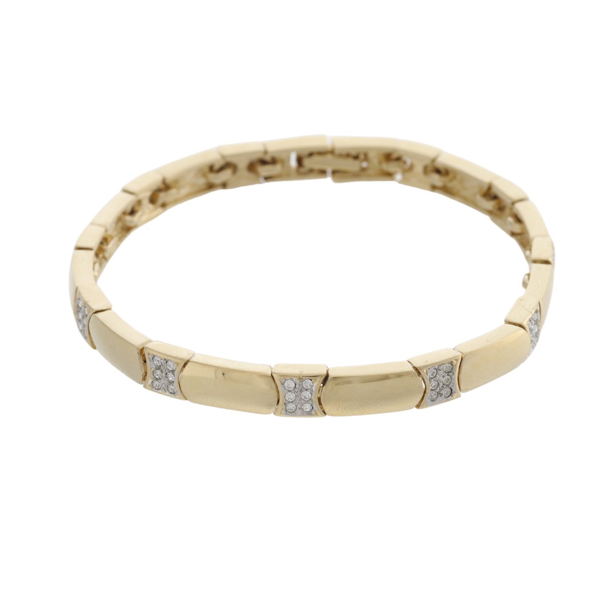 Goudkleurige schakelarmband dames kristal – cadeau vrouw – nikkelvrij – Oostenrijks kristal – geschenkverpakking