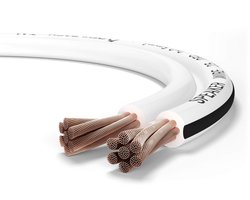 Speaker Wire SP-25 - Câble pour haut-parleurs stéréo HI-FI - câble pour haut-parleurs avec OFC - cuivre sans oxygène - mini-bobine 2 x 2,5 mm² - câble pour haut-parleurs - blanc - 20 mètres