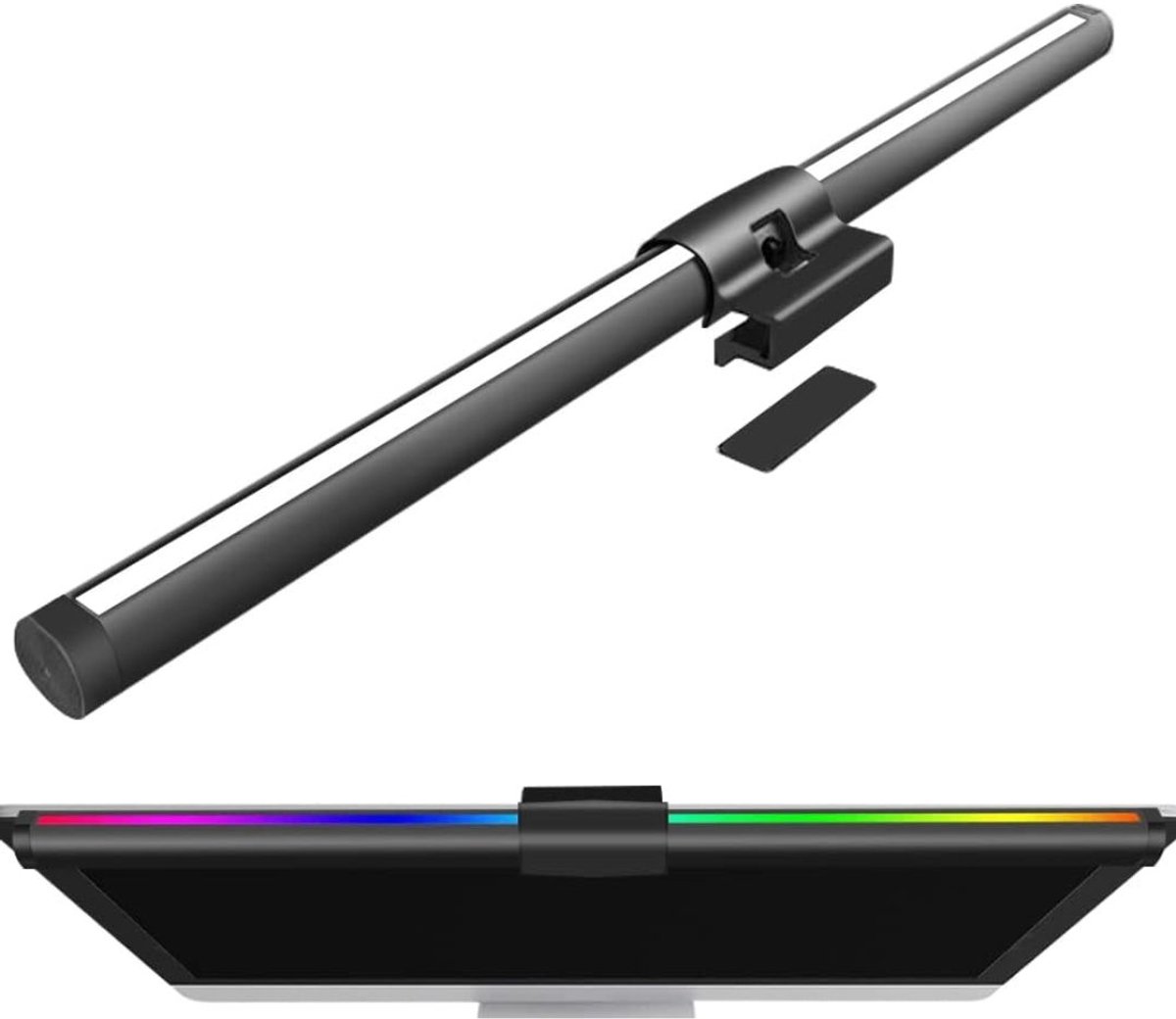 KIRA® Monitorlamp - Dimbare Monitorlamp voor Oogbescherming - Monitor Lightbar met Touch Bediening - Zwart - 44cm x 2cm x 2cm