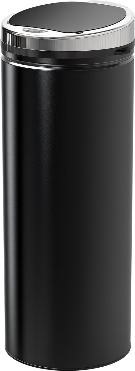 Afvalbak met bewegingssensor - roestvrij staal - 30 - 5 cm x 30 - 5 cm x 81 - 5 cm - zwart