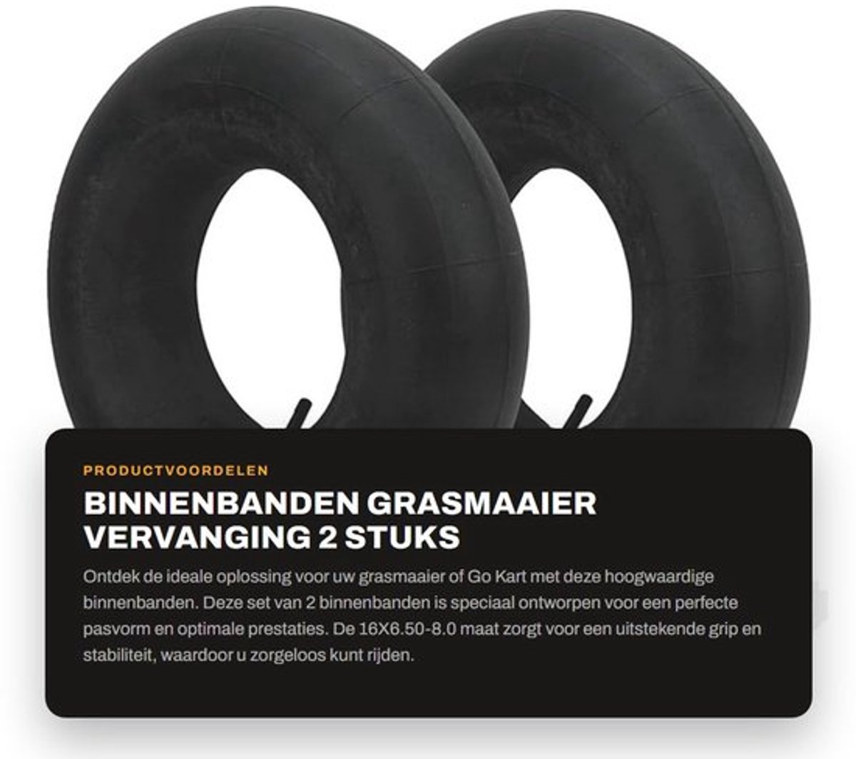 Binnenband 16X6.50-8.0 - Rubber - TR13 Rechte Klepsteel - Vervanging Grasmaaier - Geschikt voor Go Kart - Hoogwaardige Kwaliteit - Buitenband