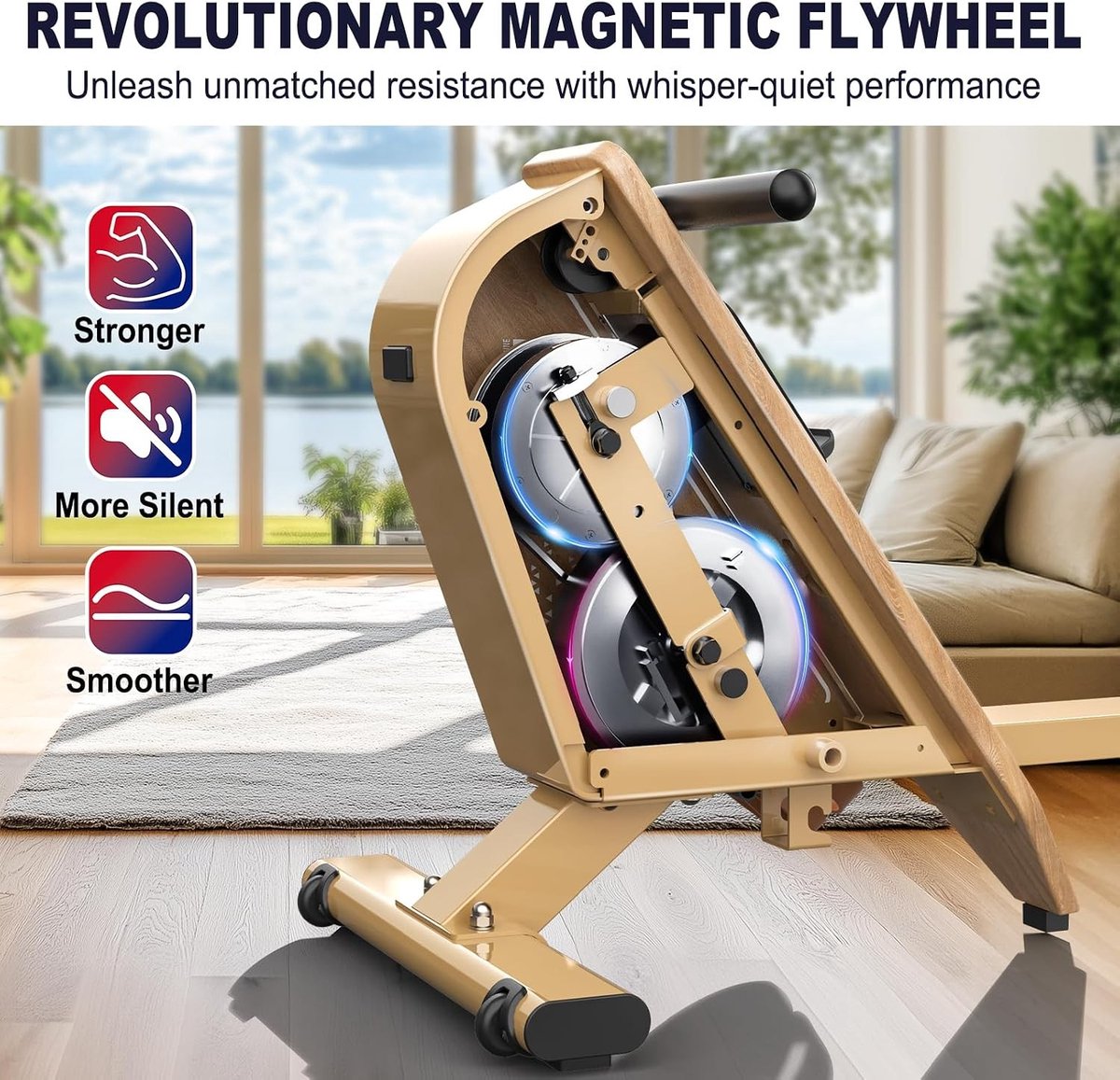 Roeimachine - Roeitoestel - Compact - Magnetisch met Bluetooth Monitor - Voor Thuisgebruik