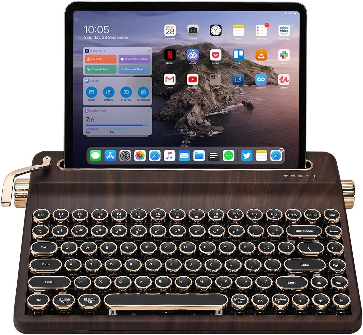Mechanisch toetsenbord - Onyx tactiel - Houtkleur - Hot Swappable Retro Mechanisch Toetsenbord - Voor Multi-Apparaatgebruik