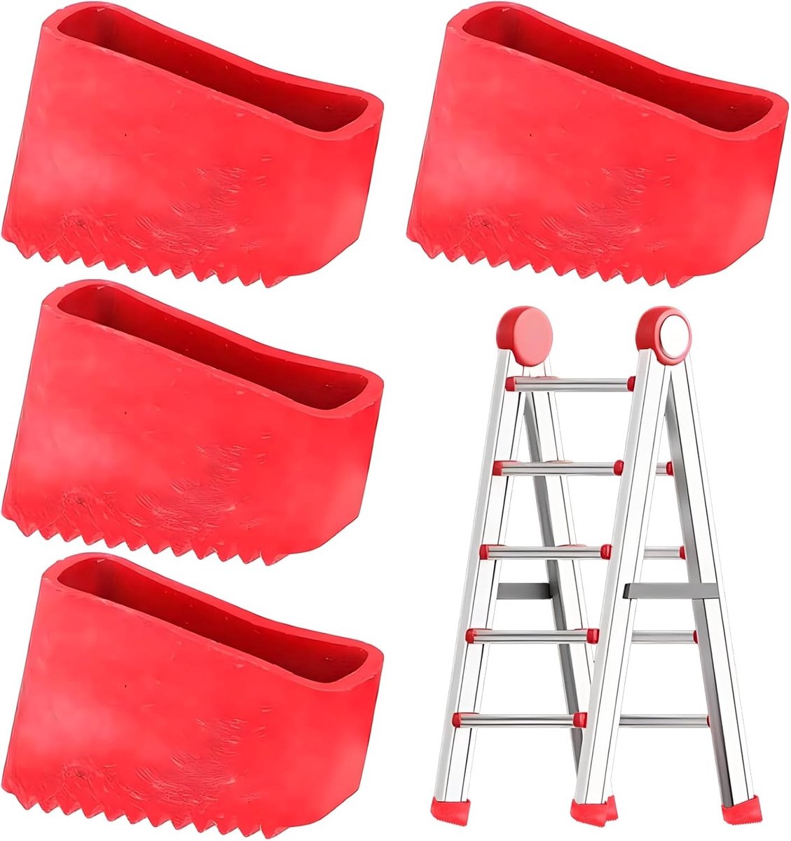 Ladder Antislip Voetmatten - Zwart - Rubber - Voor Ladderstabiliteit en Vloerbescherming