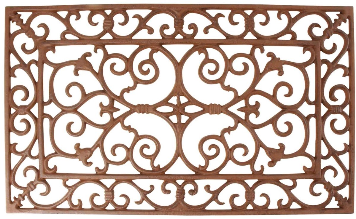 Esschert Design Deurmat - rechthoekig - gietijzer - Victoriaans patroon - 60 x 34 cm Bruin
