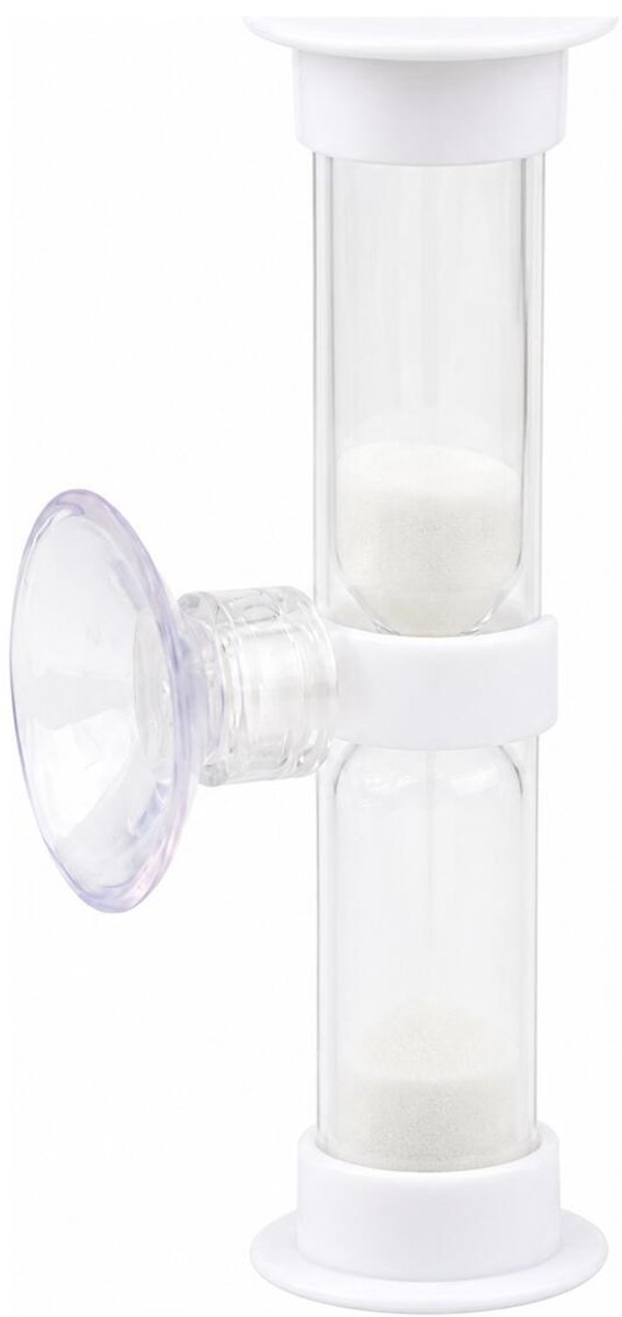 Bellatio Design Zandloper - douche / badkamer timer - zuignap - 5 minuten - wit