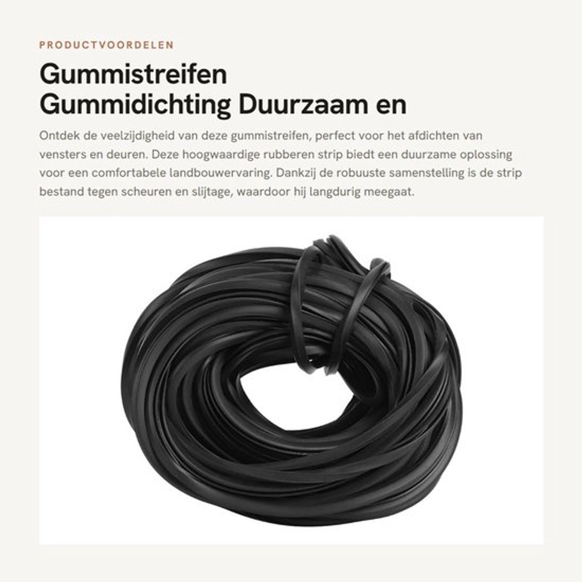 Gummidichting 18 meter - Rubberstrip - Duurzaam - Hittebestendig - Geen scheuren/slijtage - Essentieel voor landbouw - Rubberen Strip