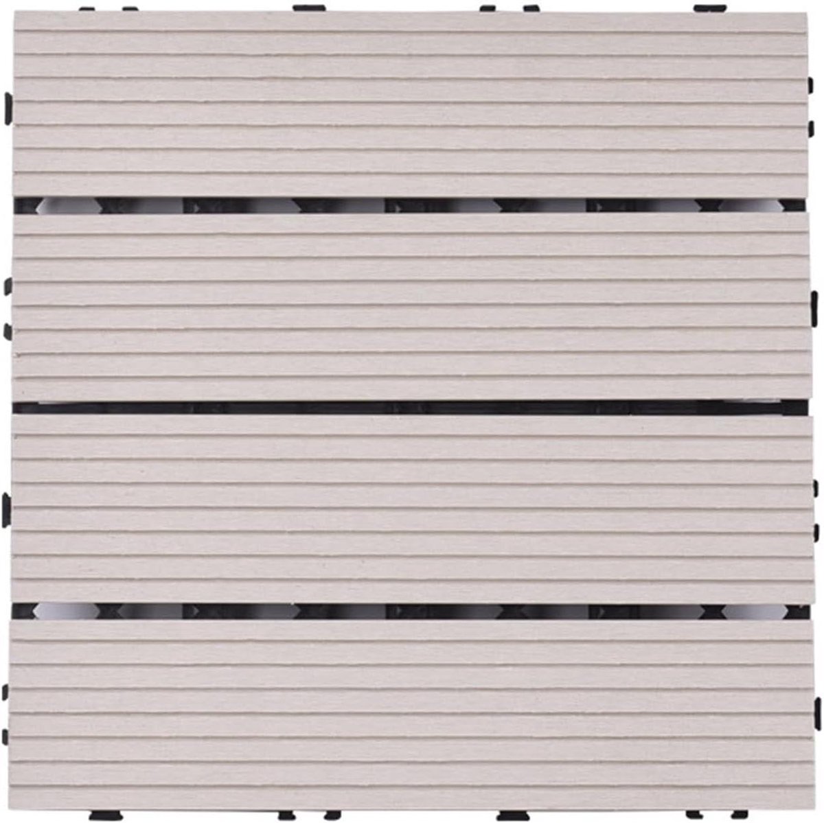 Terrastegels Hout-Kunststof - Verbindingstegels Vloer - Buiten Terras Decoratie - Waterdicht Snelmontage - 10 stuks 30x30cm - Wit