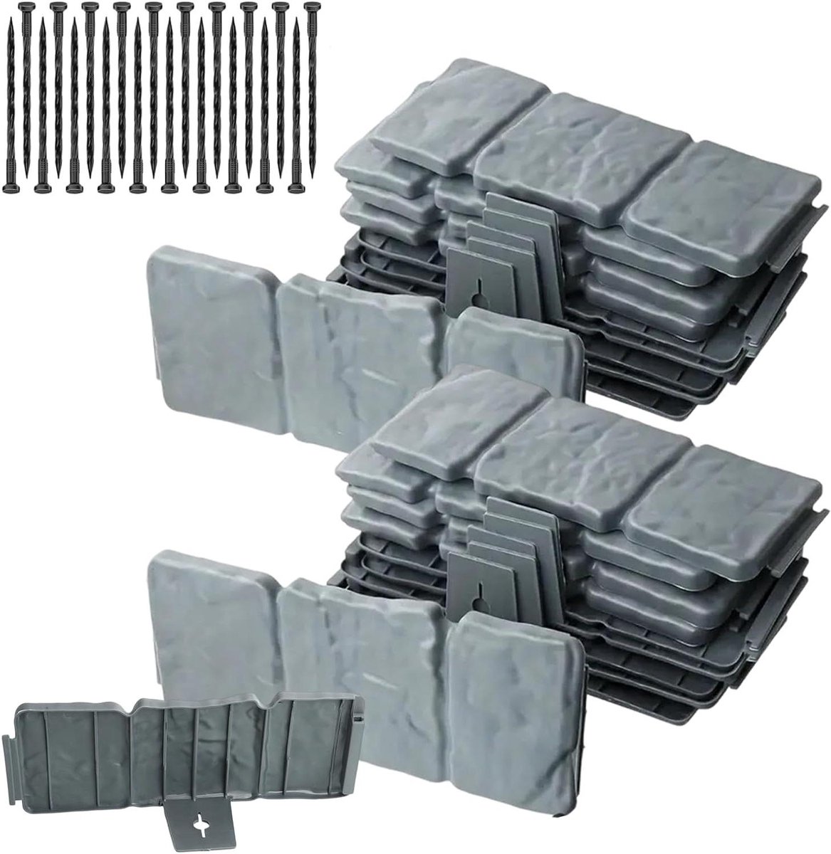 Tuinrand Steenlook - Bloembakrand Gazonrand - Tuin Afbakenen - Flexibel Aansluitsysteem - 20 stuks - Grijs
