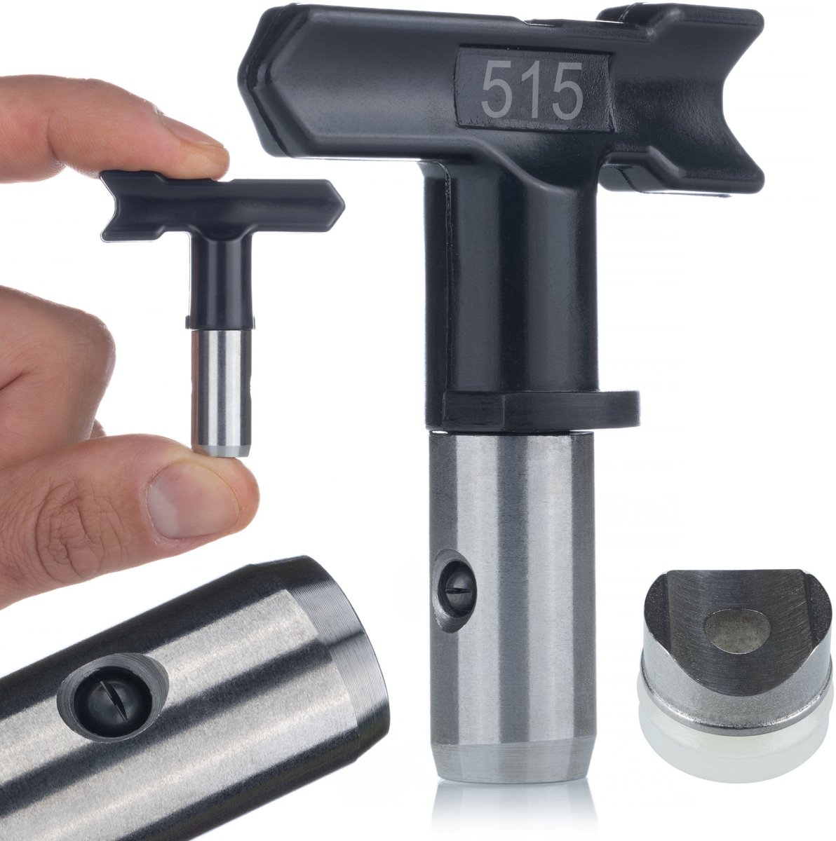 Rosfix Spuitmond UltraBlack 515 - Wolframcarbide Precisie RVS - 25 cm Sproeibreedte 0,017" Gat - Geschikt voor Graco, Wagner