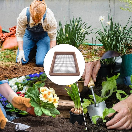 Grindzeef Tuin - Compostzeef Steen - Tuinieren Bodem Ziften - Houten Frame Metaalgaas - 36 x 30 x 6 cm — afbeelding 2
