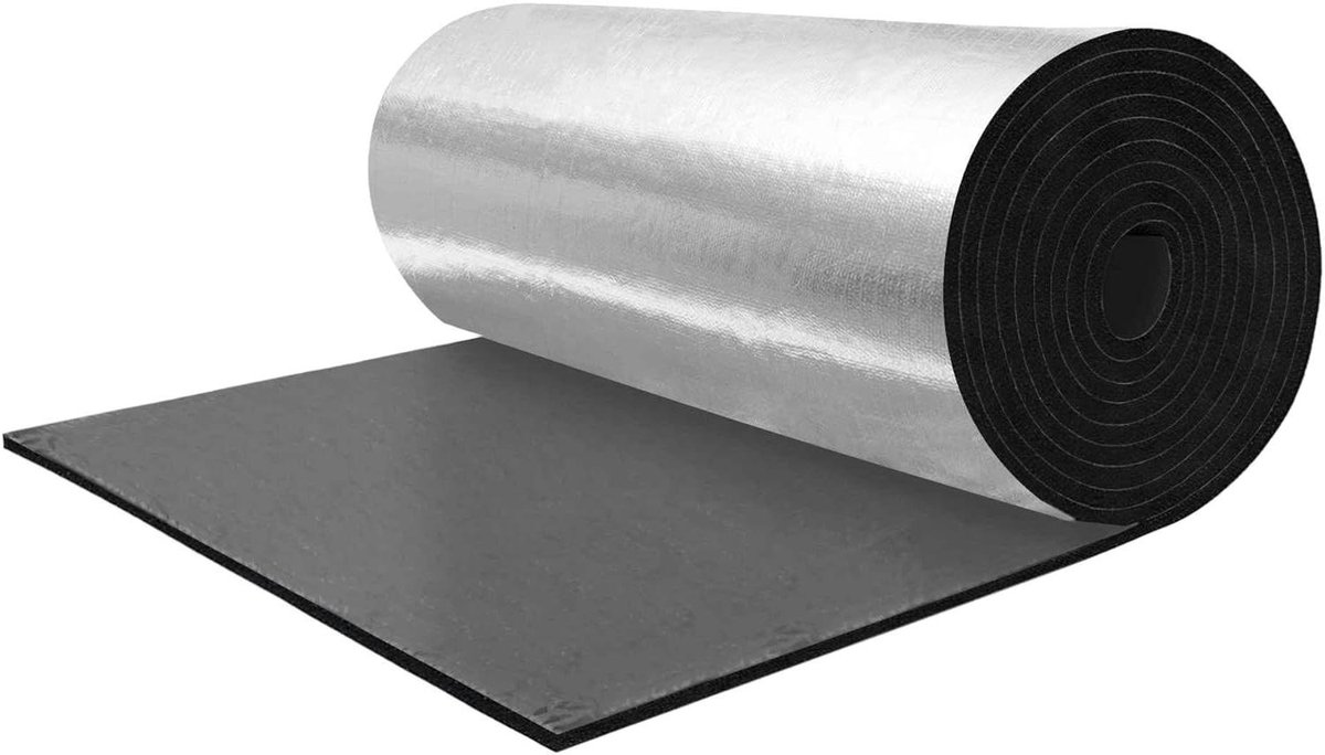 Geluidsisolatie Mat - Warmteisolatie Isolatiemateriaal - Auto Geluidsdemping - Zelfklevend Glasvezel Schuim - 100x100 cm - Zilverkleurig