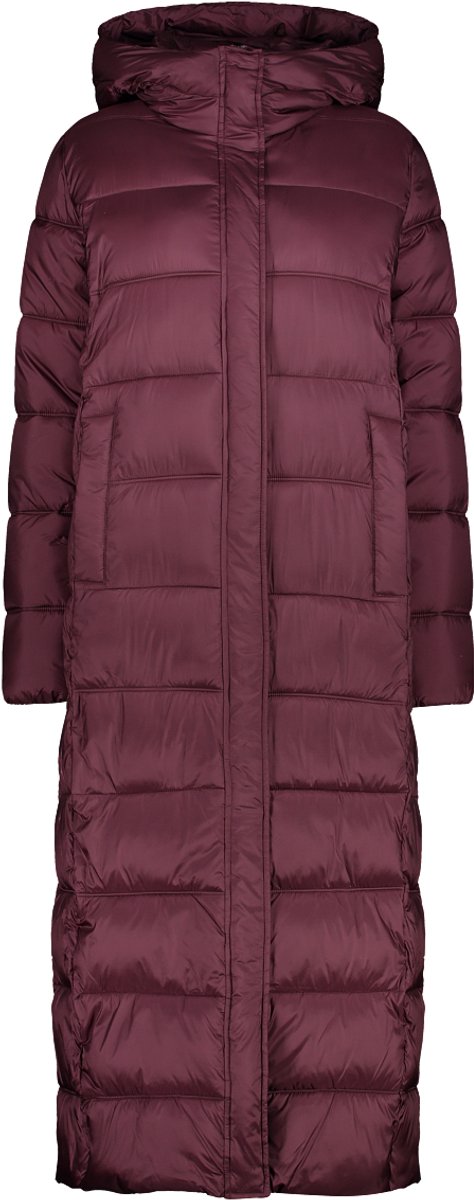 Shiny lange gewatteerde parka met capuchon voor dames CMP Bordeauxrood