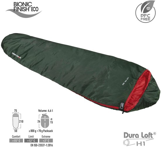 High Peak Lite Pak 800 Sleeping Bag, groen van High Peak — afbeelding 4
