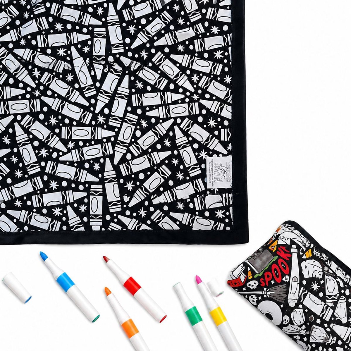 DIY Kleurdeken voor Volwassenen met 24 Stiften – Wasbaar Fluweel Zacht – Creatief Cadeau voor Thuisdecoratie – Geschikt voor Kinderen en Groepen(Krijtje C)