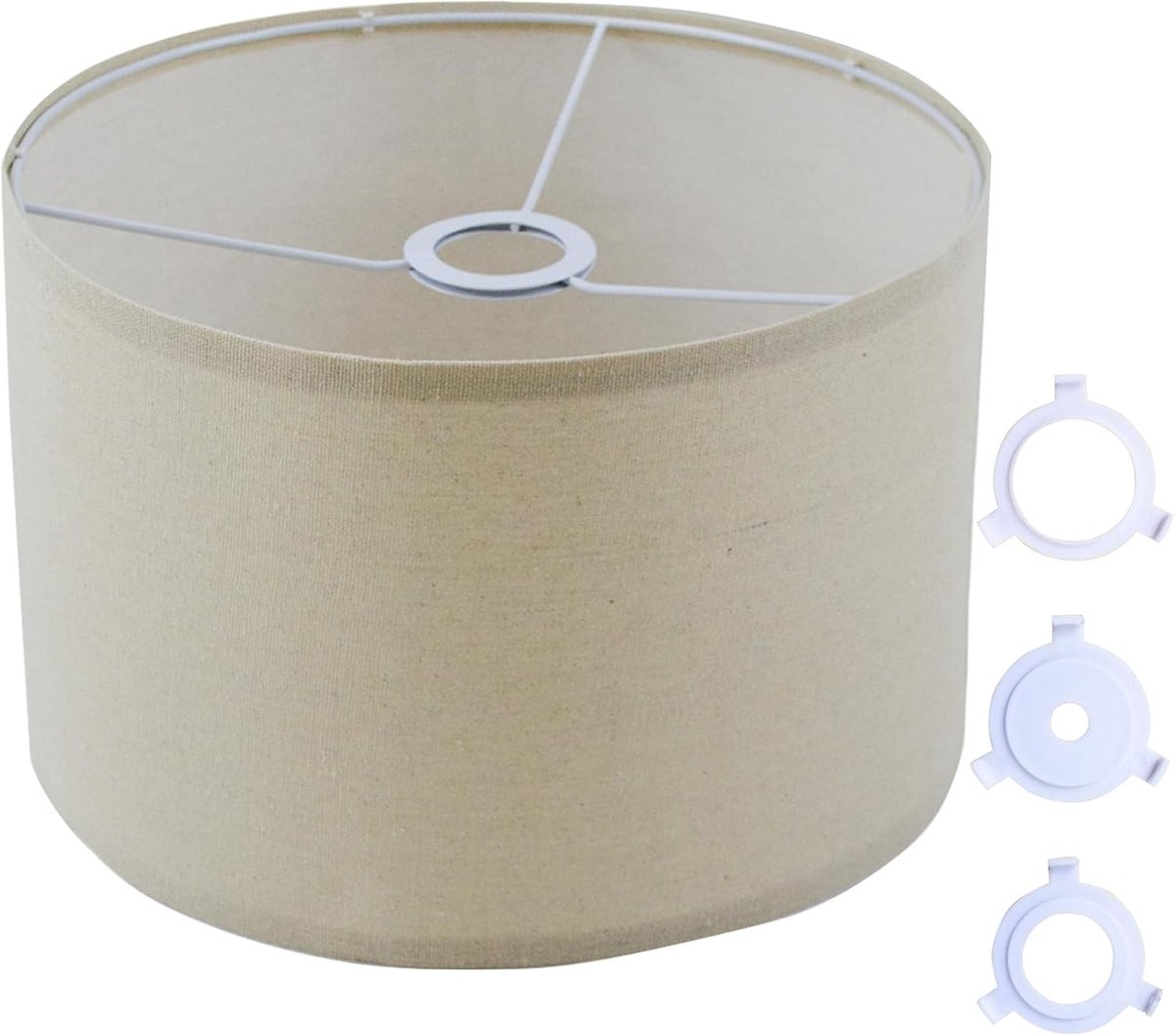 Lampenkap - Beige - Ø 20 cm x H 18 cm - Natuurlijke Linnen Lampenkap met Converter voor E27/E26/E14 - Voor Tafellamp en Wandlamp