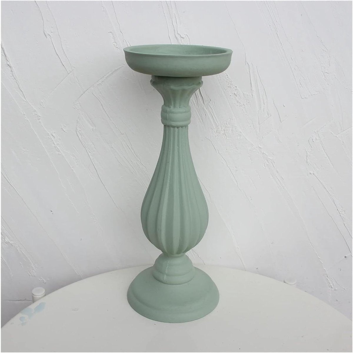 Houten Kandelaar - Kaarsenhouder Decoratie - Sfeervolle Decoratie - Handgemaakt Rustiek Design - Kleine Maat - Groen