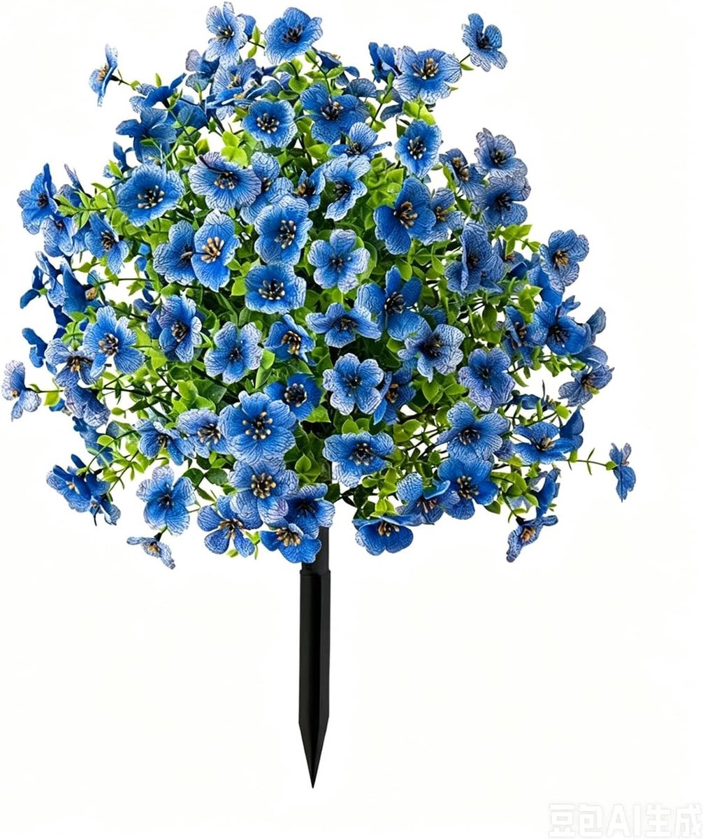 Casalora® Kunstbloemen met Grondpinnen – Blauw Kunstbloemen Buiten – 60 cm – Tuindecoratie – Onderhoudsvrije Bloemversiering voor Tuin, Balkon en Terras