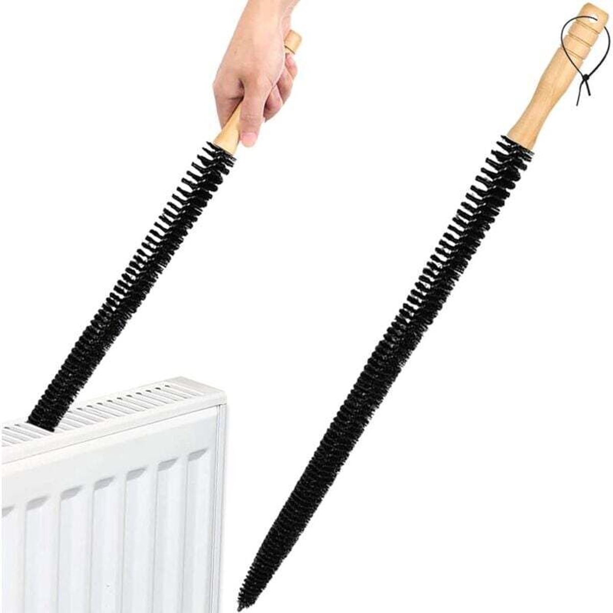 Radiatorborstel met lange, flexibele houten steel - zachte borstelharen