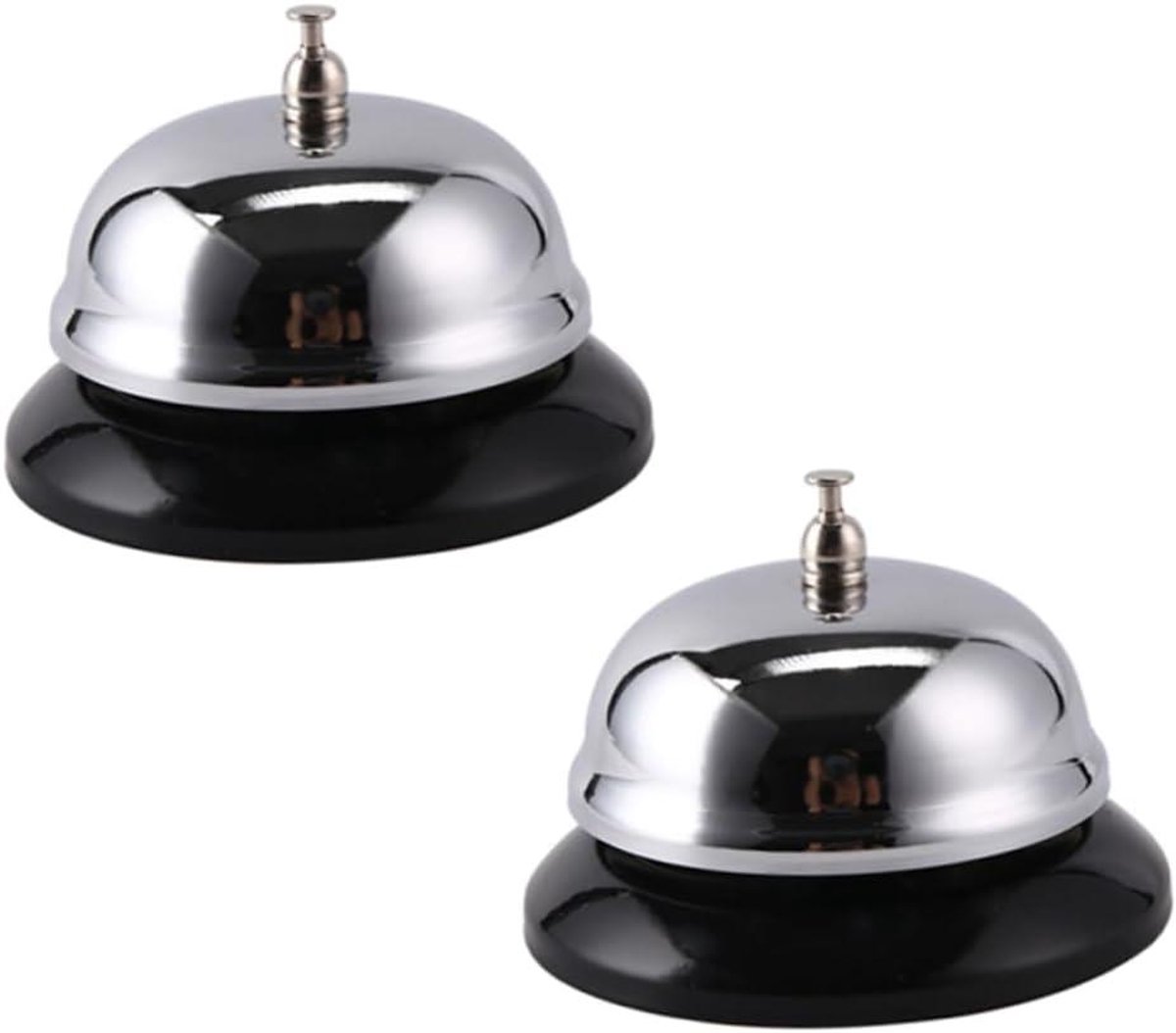 Hotelbel Set - Dienstbel Receptie - Hulp Inroepen - Roestvrij Staal - 10x10x7 cm - Zilver Zwart