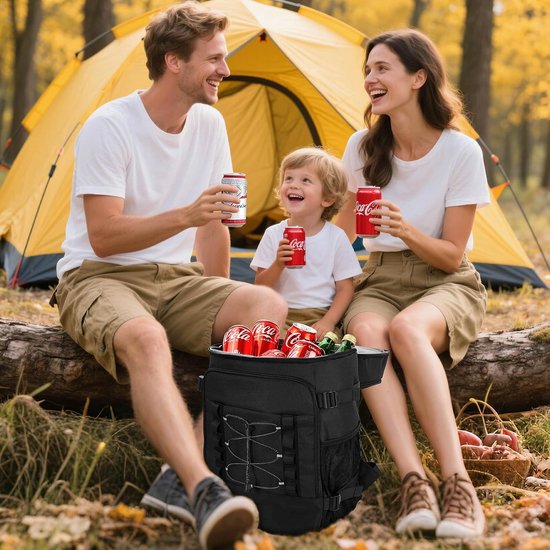 BOTC Koelrugzak 28L - Geïsoleerde Koeltas Rugzak met 2 Compartimenten - Lekbestendig - Voor Strand, Picknick, Camping & BBQ - Zwart van BOTC — afbeelding 5