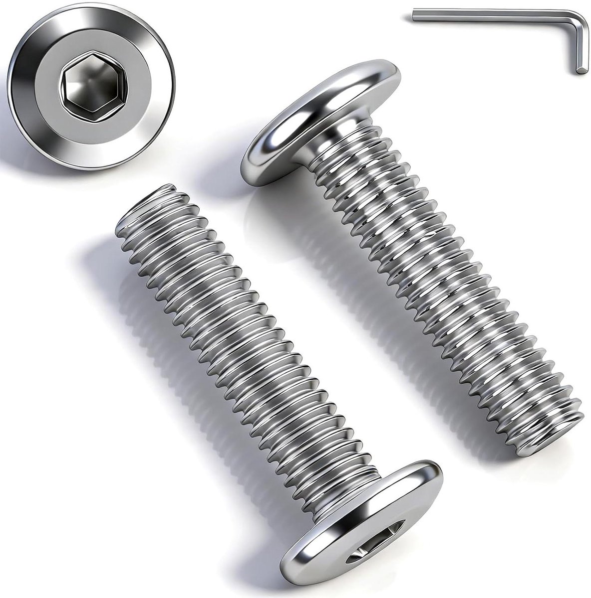 Platkop Schroeven - Machinebouten Inbusschroeven - Meubels Monteren - Roestvrij Staal - M4x12mm 25 Stuks - Zilver
