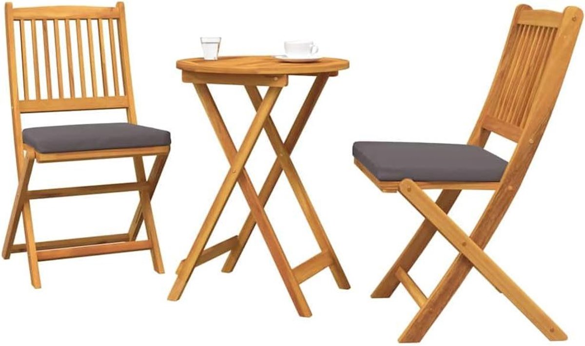 Bistro Set - Tuinset Terras - Buiten Ontspannen - Massief Acaciahout - 55 x 55 x 74 cm - Bruin