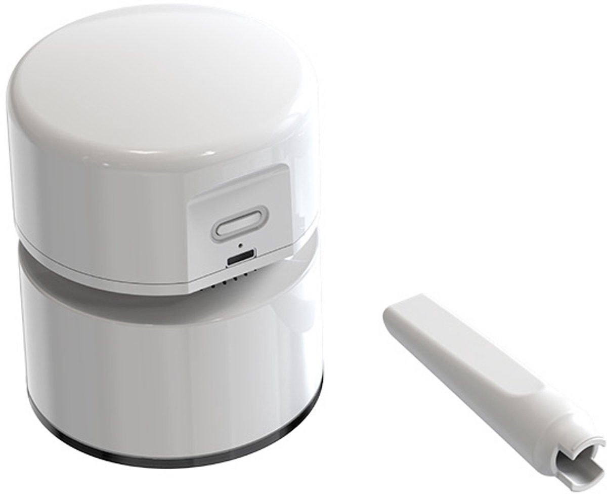 Mini tafelstofzuiger USB oplaadbaar, 360° draaibaar, 120 minuten gebruiksduur met automatische uitschakeling, compacte bureaustofzuiger voor school kantoor thuis, Wit