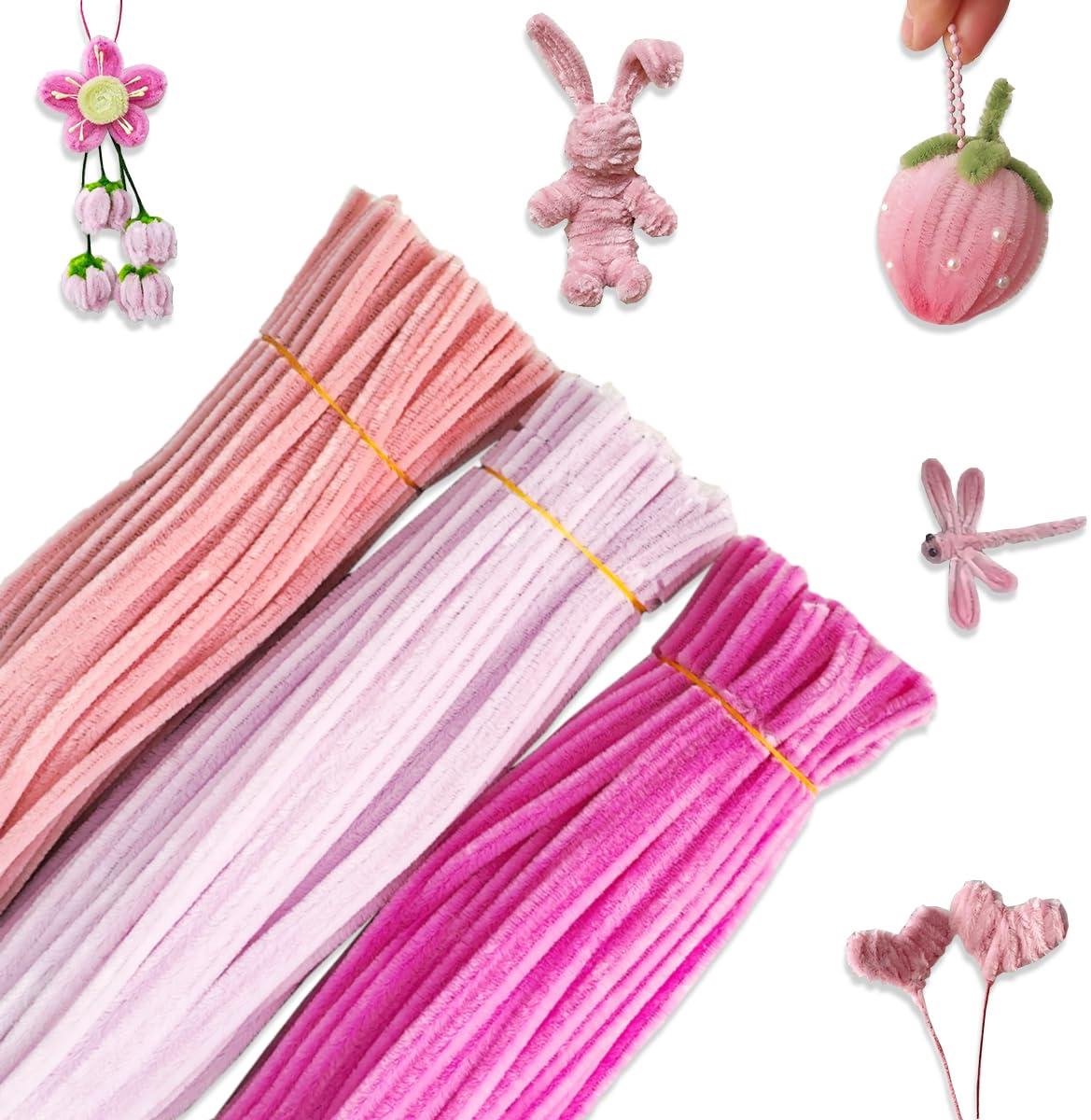 Chenille Draadjes - Pijpenragers Knutselen - Creatieve DIY Projecten - Zachte Vezel Coating - 300 Stuks - Roze